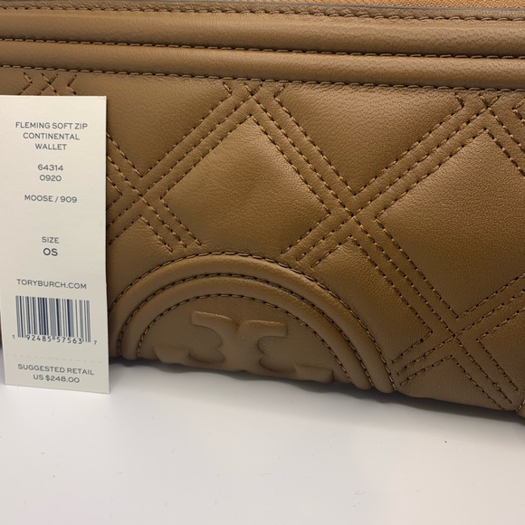 NWT Tory Burch Fleming Soft Zip Continental Wallet Moose/909 64314 - Picture 2 of 14